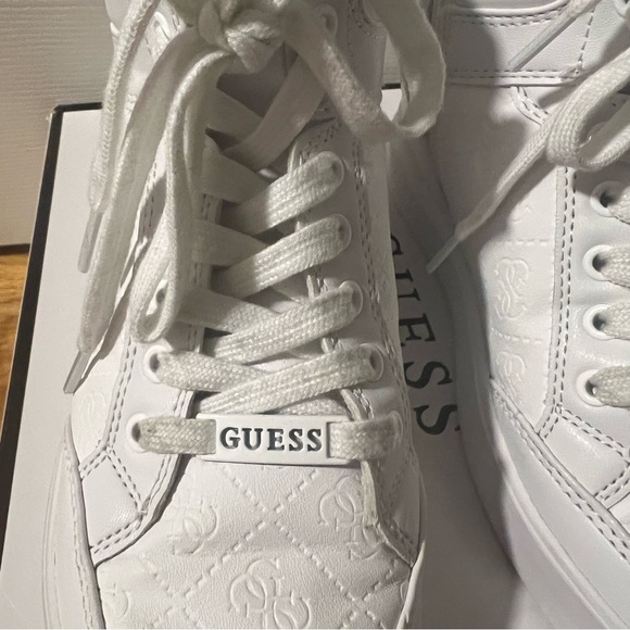 Guess Women's White High-Top Wedge Sneakers Size 7.5 - Picture 9 of 14
